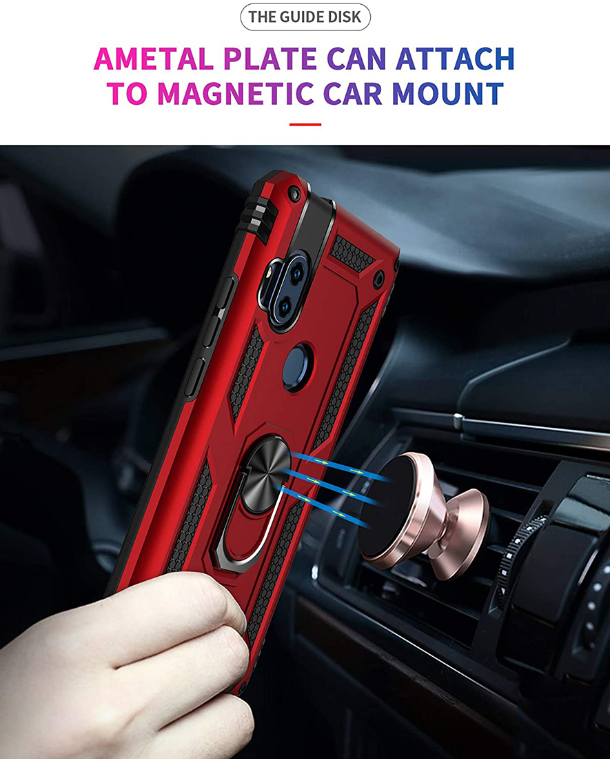 Protectores para celular  para Motorola  One Hyper Funda reforzada con anillo v2 Rojo
